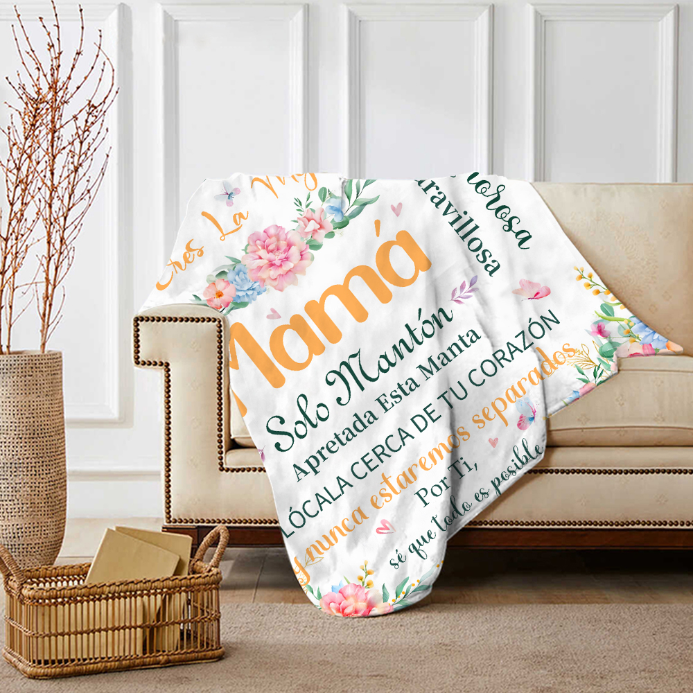 A mi mamá-Manta de buen calidad con frase amoroso-Jessemade ES