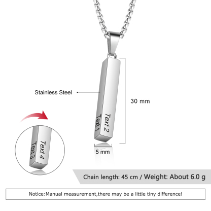 Collar Barra Vertical 4 Textos Personalizados-Jessemade ES