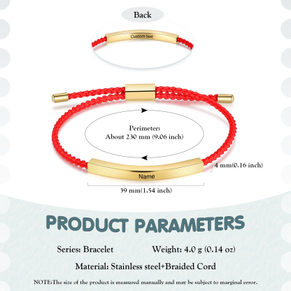 Pulsera de cuerda tejida a mano con nombre y texto personalizados seis colores