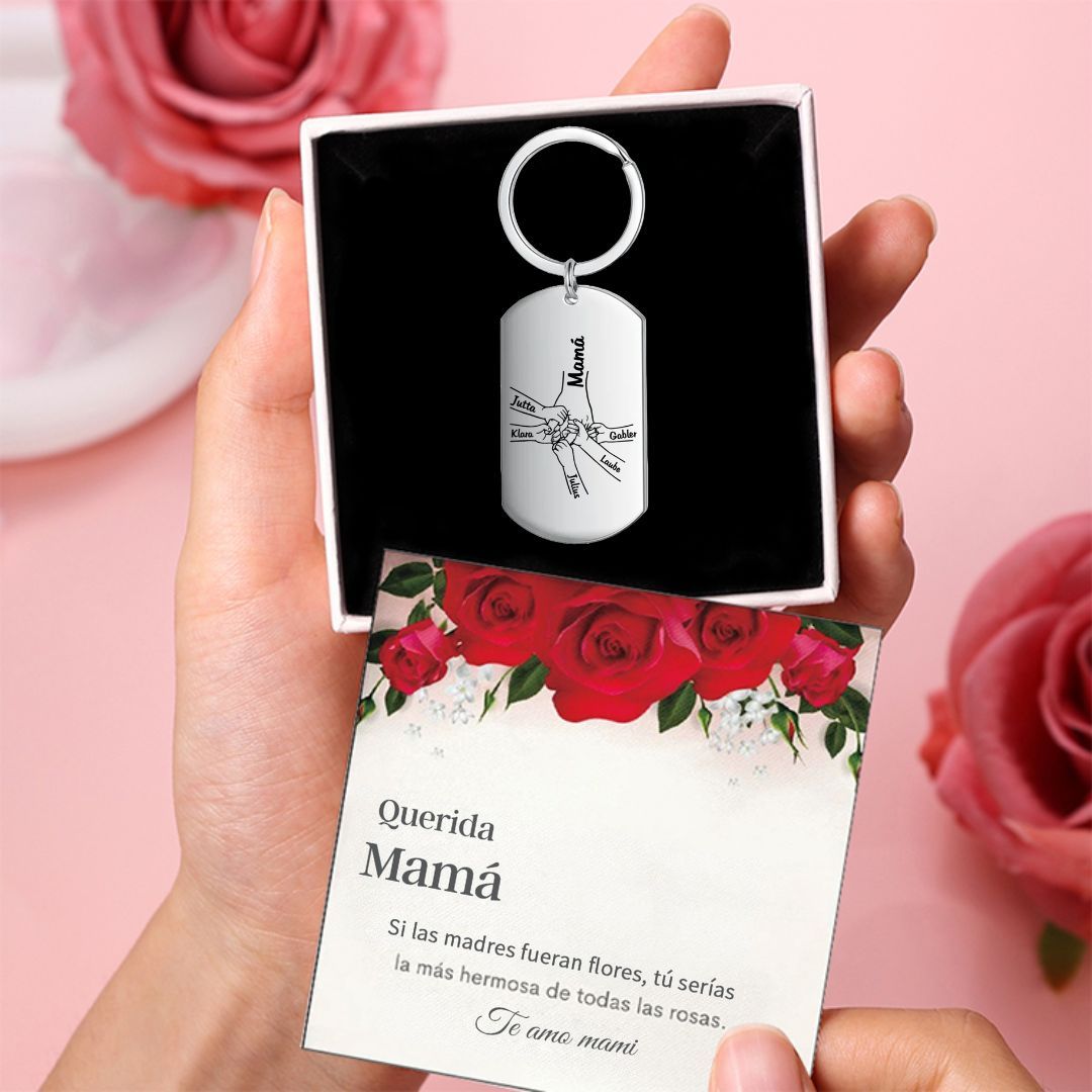 A mi mamá-Llavero 1-5 Nombres Personalizados MANOS COGIDAS-Jessemade ES