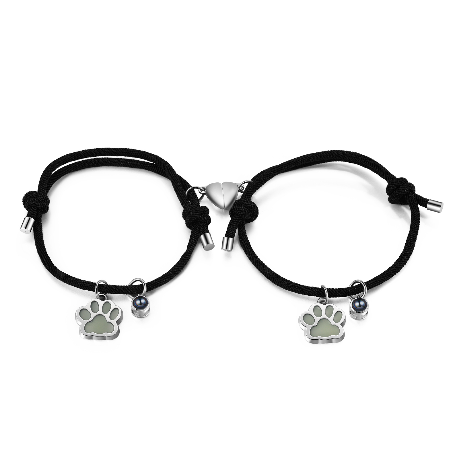 Pulsera para pareja con proyección de foto con dije de corazón magnético-Jessemade ES