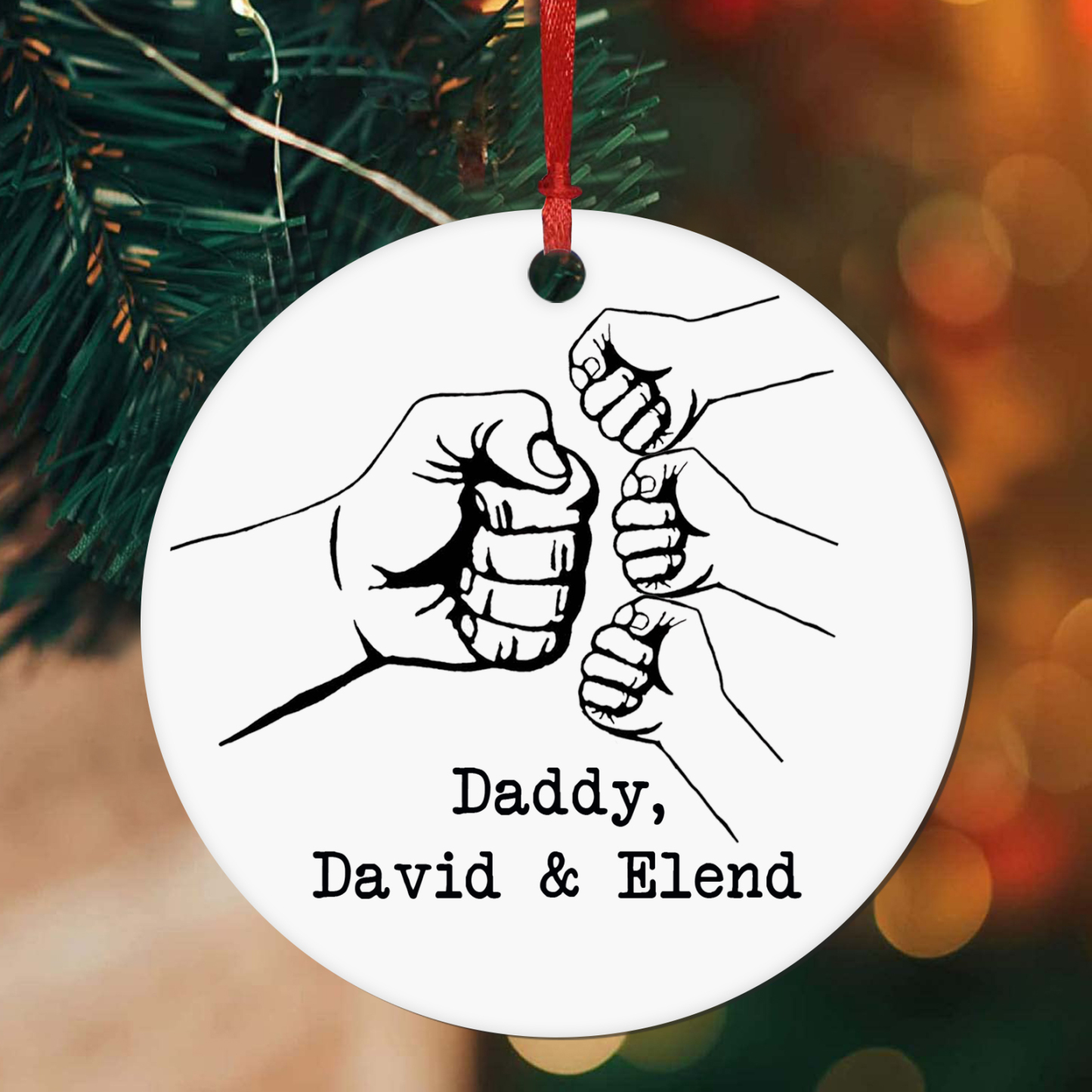 Navidad-Ornamento navideño puño con puño texto personalizado Adorno de madera