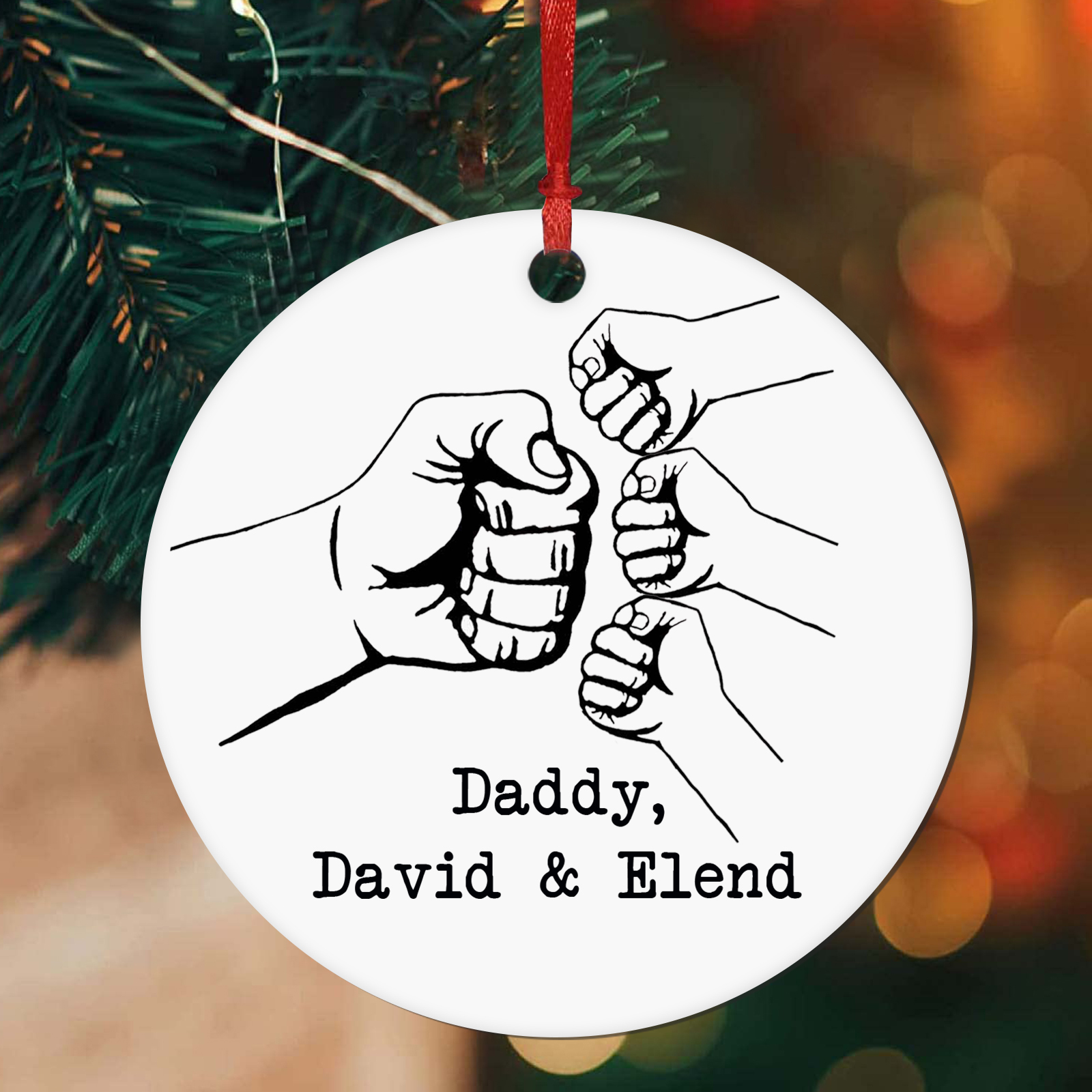 Navidad-Ornamento navideño puño con puño texto personalizado Adorno de madera