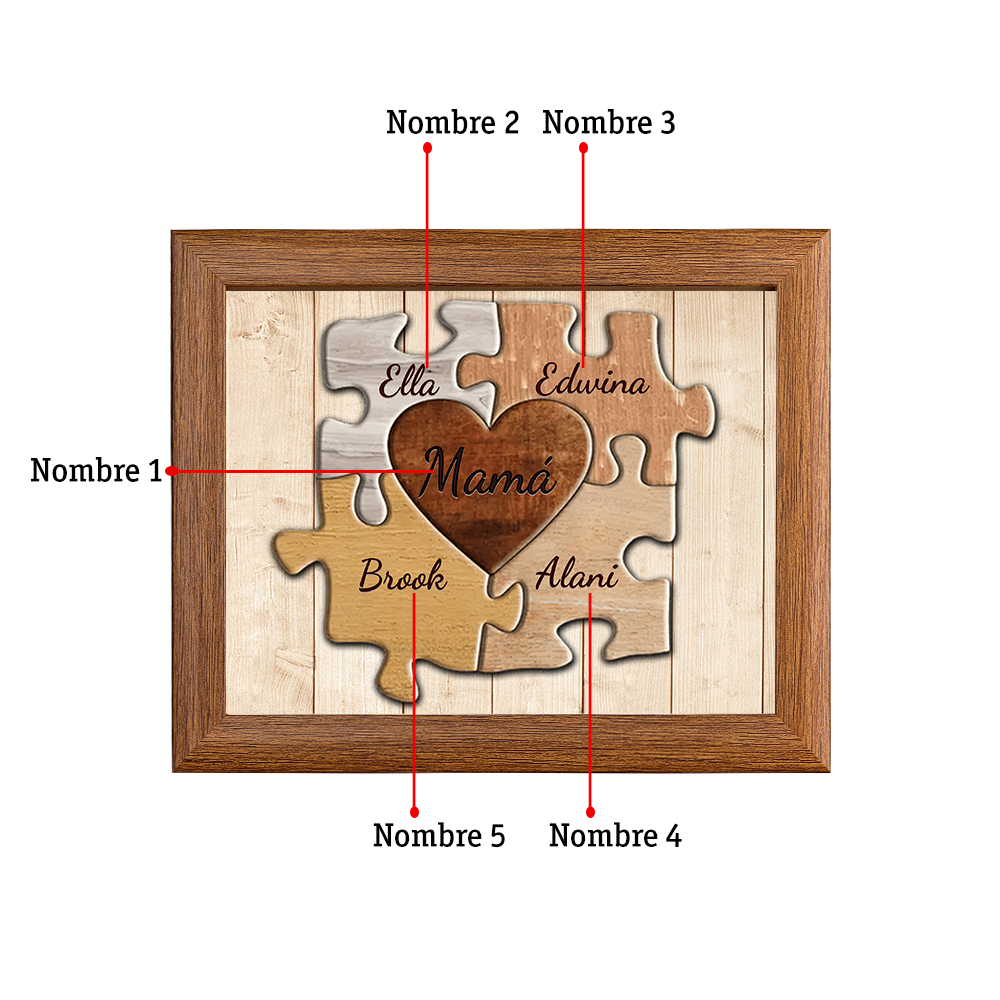 A mi mamá-Marco de 3-9 nombres personalizados rompecabezas de madera-Jessemade ES