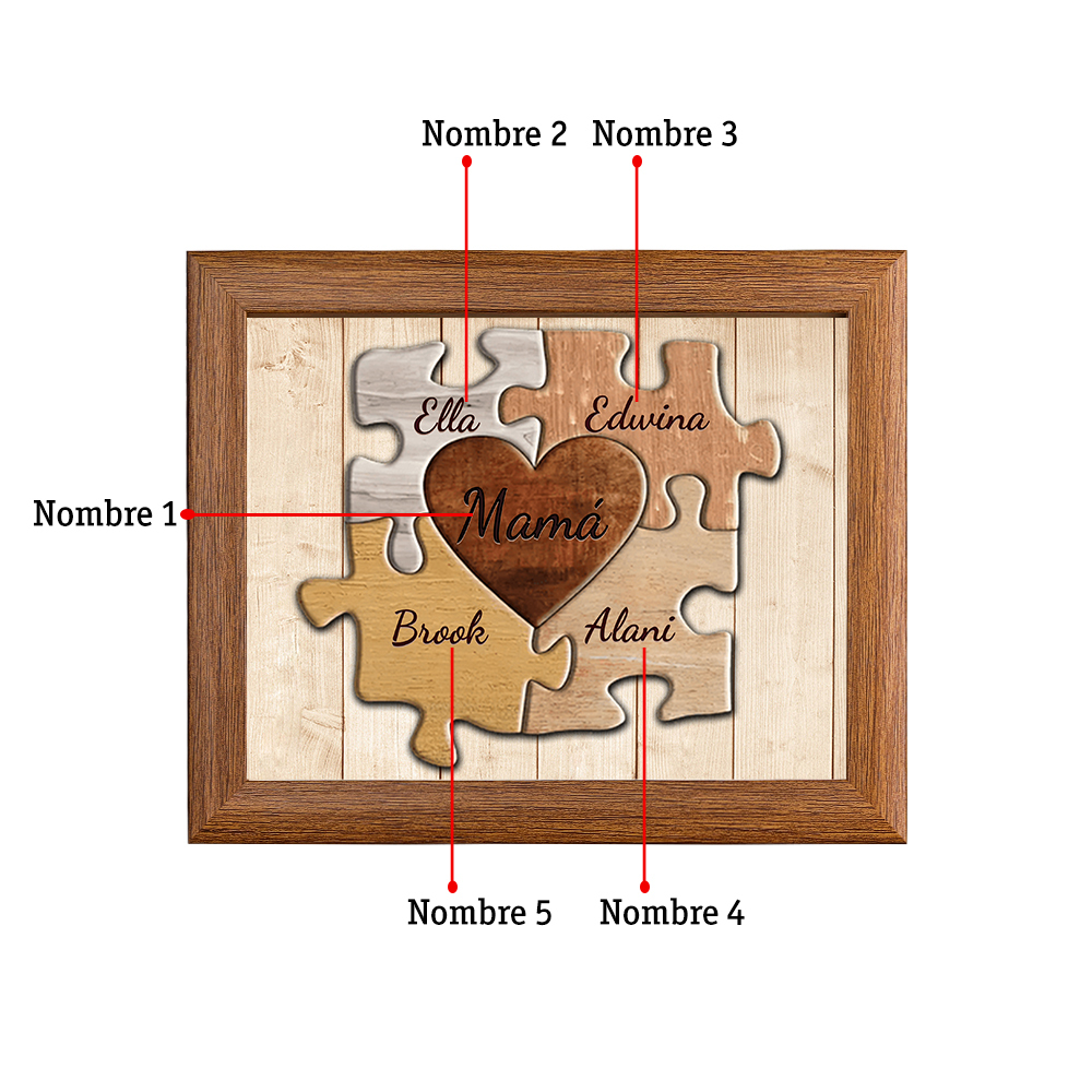 A mi mamá-Marco de 3-9 nombres personalizados rompecabezas de madera-Jessemade ES
