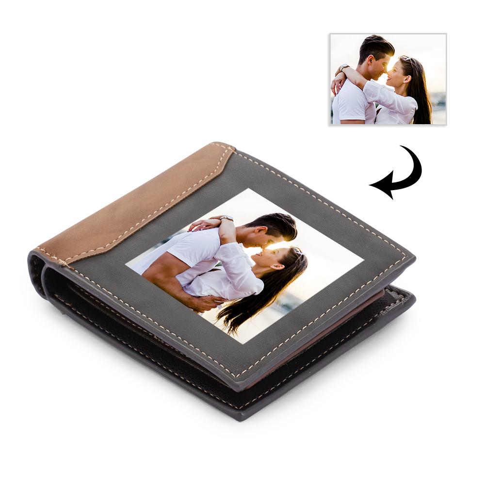 Cartera, billetera personalizada con 1 foto, 1 nombre y 1 letra monedero para hombre-Jessemade ES