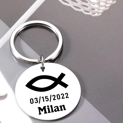 Comunión-Llavero con icono de comunión 1 foto, 1 fecha y 1 nombre personalizados-Jessemade ES