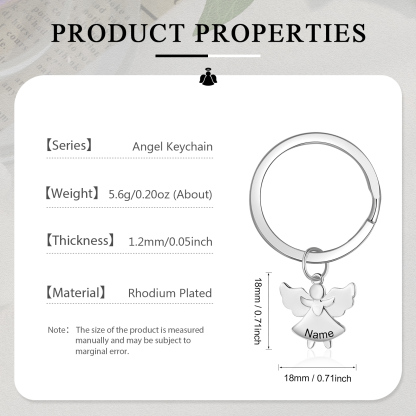 Llavero con colgante de ángel amuleto de guardia personalizado con 1 nombre-Jessemade ES
