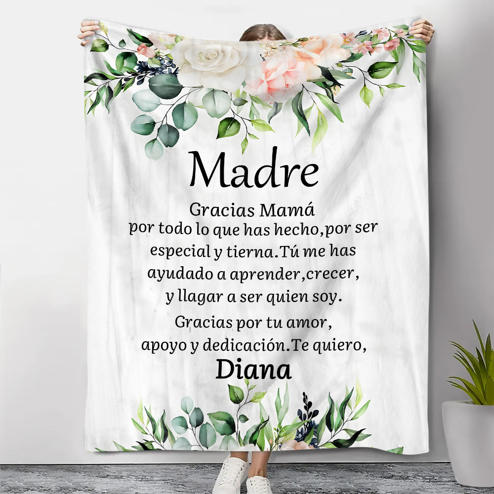 A mi mamá-Manta de buen calidad con frase amoroso y personalizada con 1 nombre-Jessemade ES