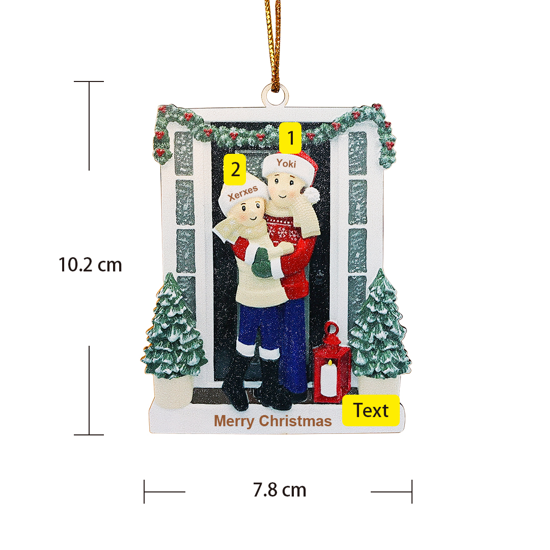 Navidad-Ornamentos Navideños de Madera Familia de 2-5 nombres Personalizados con Texto