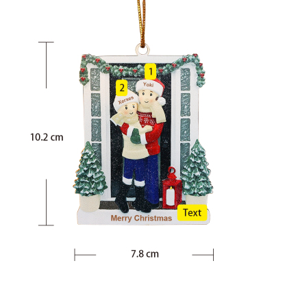 Navidad-Ornamentos Navideños de Madera Familia de 2-5 nombres Personalizados con Texto