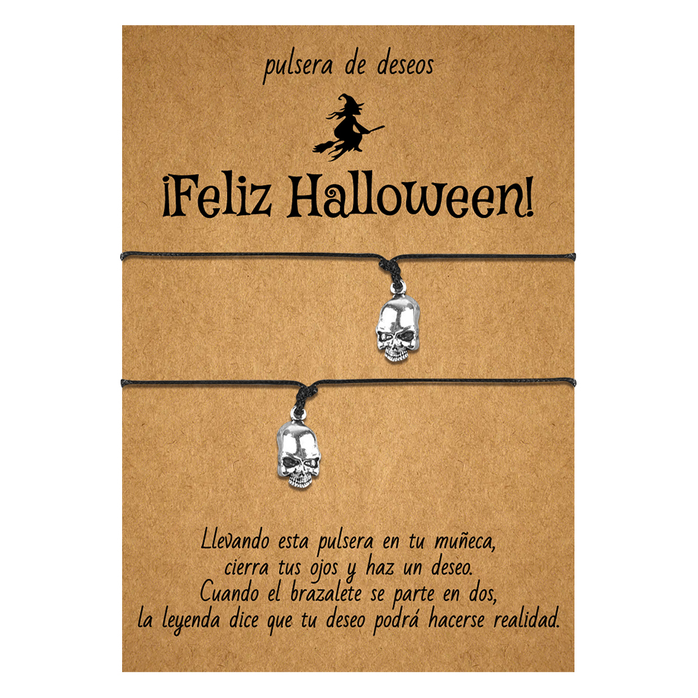 Pulsera de deseos-Unidad de 2 pulseras de calavera💀 ¡Feliz Halloween!-Jessemade ES