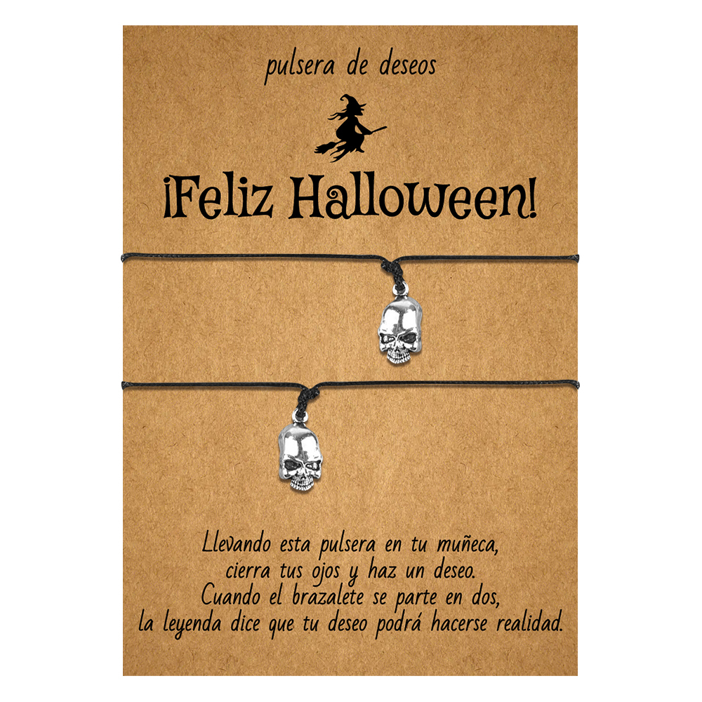 Pulsera de deseos-Unidad de 2 pulseras de calavera💀 ¡Feliz Halloween!-Jessemade ES