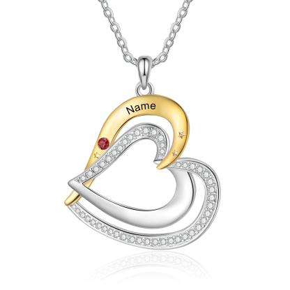 Collar de corazón con 1 nombre y piedra de nacimiento personalizados-Jessemade ES