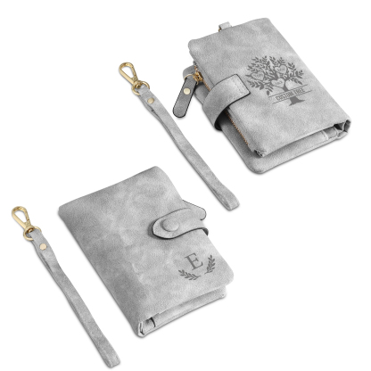 Cartera, billetera con 3-8 nombres, 1 letra y 1 texto personalizados árbol de la vida monedero clásico para mujer-Jessemade ES