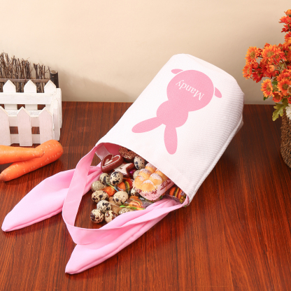 Pascua-Bolsa de conejo con 1 nombre personalizado-Jessemade ES