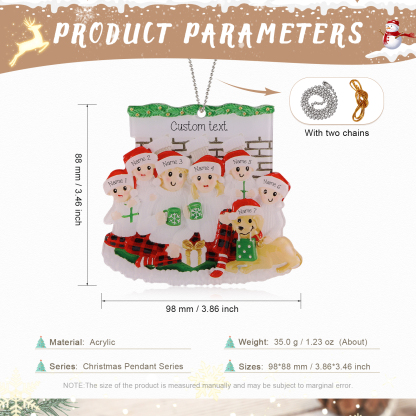 Navidad-Muñecos Ornamentos Navideños Familia con Perro 7 Nombres y Texto Personalizados