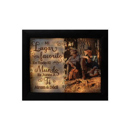 Marco de 1 foto de plástico para pareja 2 nombres personalizados con lámpara-Jessemade ES