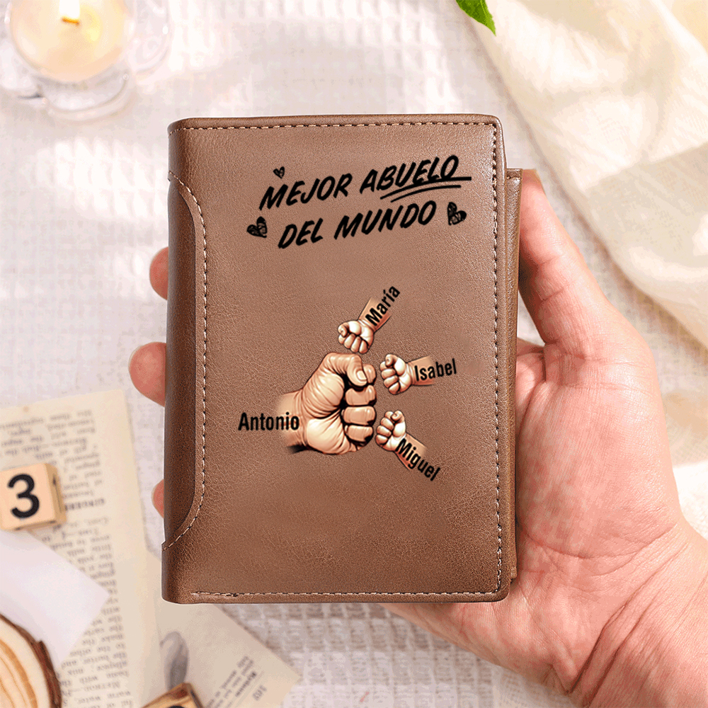 Cartera personalizada con nombres y diseño de puños – Regalo único y práctico
