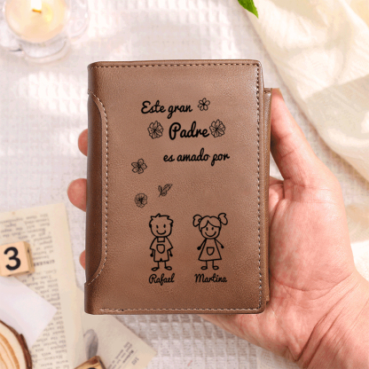 Cartera de piel con figura personalizada para papá