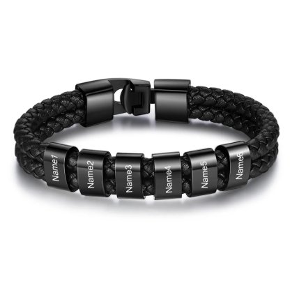 A MI PAPÁ-Pulsera de cuero trenzado 1-7 aros con 1-7 nombres personalizados pulsera de hombre 