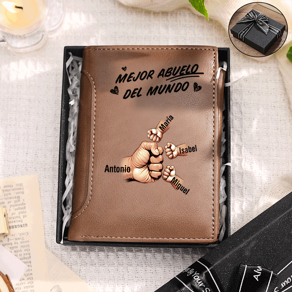 Cartera personalizada con nombres y diseño de puños – Regalo único y práctico