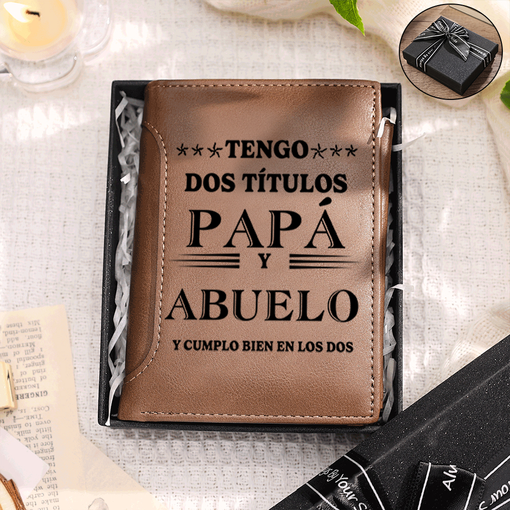 Regalo para Abuelo – Cartera personalizada con nombres y diseño de puños, práctica y emotiva