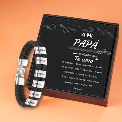 A MI PAPÁ-Pulsera de cuero trenzado 1-7 aros con 1-7 nombres personalizados pulsera de hombre 