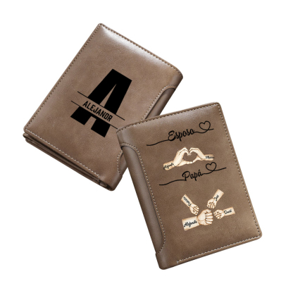 Cartera de Hombre Personalizada con Nombre y Diseño de Puño – Regalo Emotivo y Práctico para Papá, Esposo o Abuelo