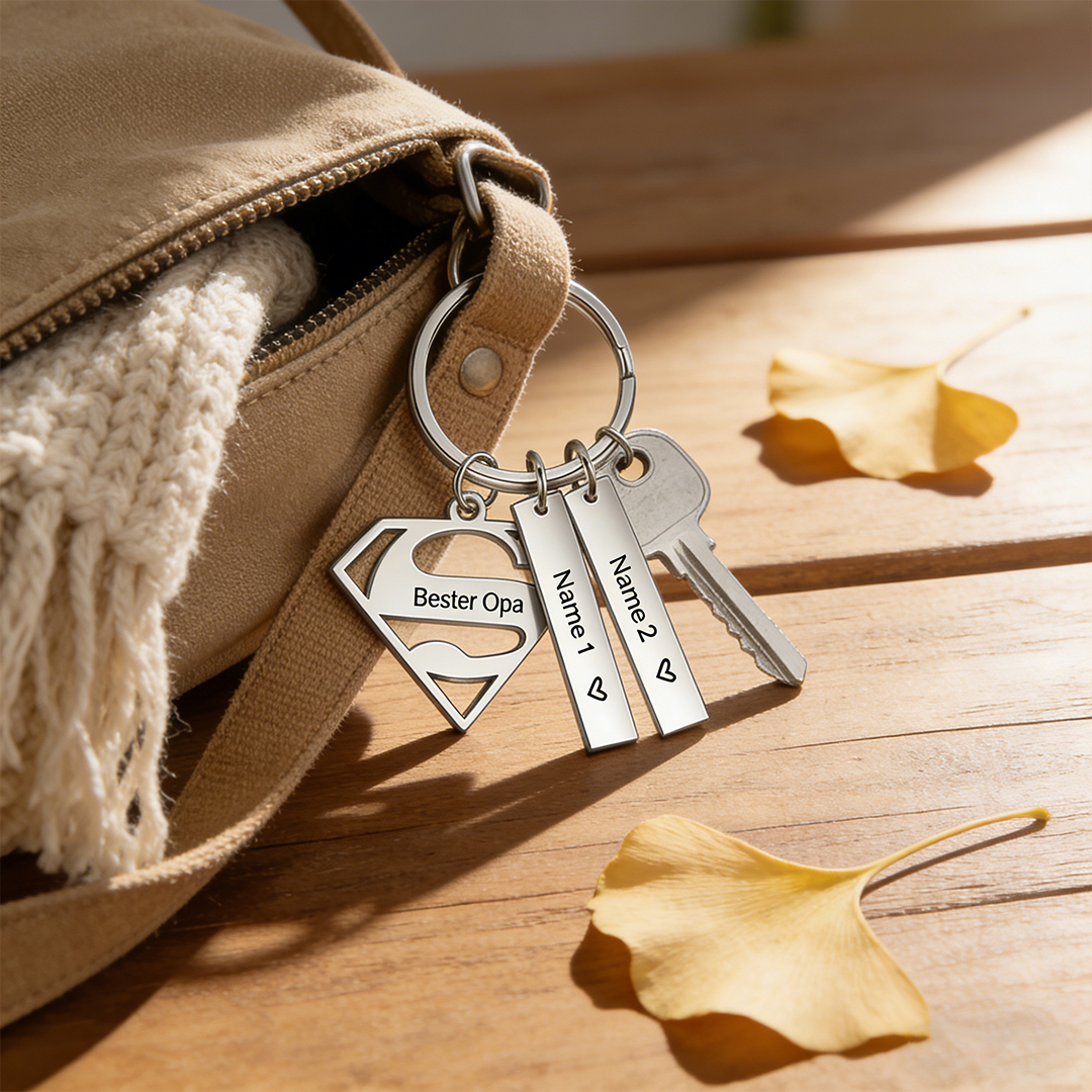 A mi papá - Llavero Superman con 2 nombres personalizados con texto