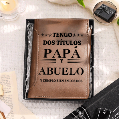 Regalo para Abuelo – Cartera personalizada con nombres y diseño de puños, práctica y emotiva