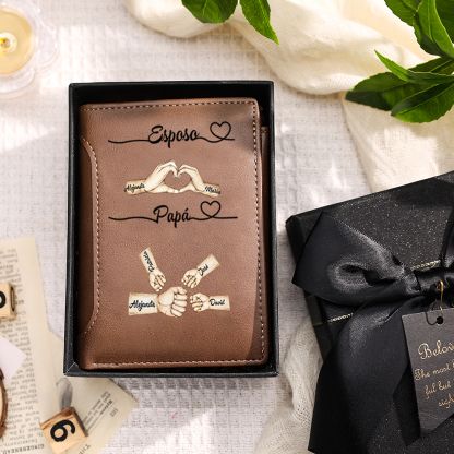 Cartera de Hombre Personalizada con Nombre y Diseño de Puño – Regalo Emotivo y Práctico para Papá, Esposo o Abuelo