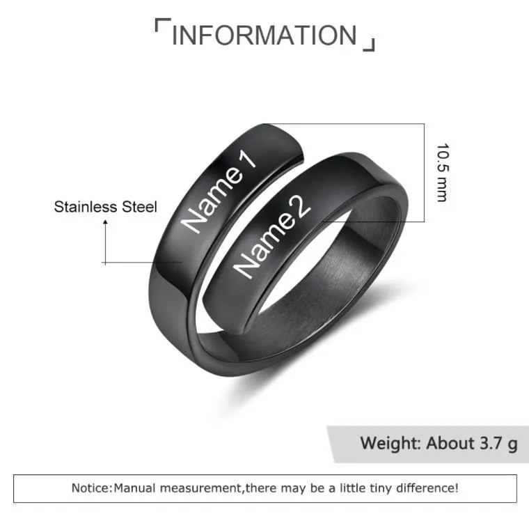 Anillo Ajustable con 2 Nombres Personalizados
