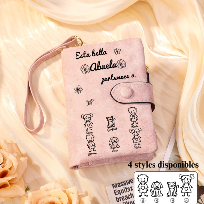 A mi abuela-Cartera, billetera con dibujos seleccionados 6 nombres personalizados monedero clásico para mujer | Jessemade