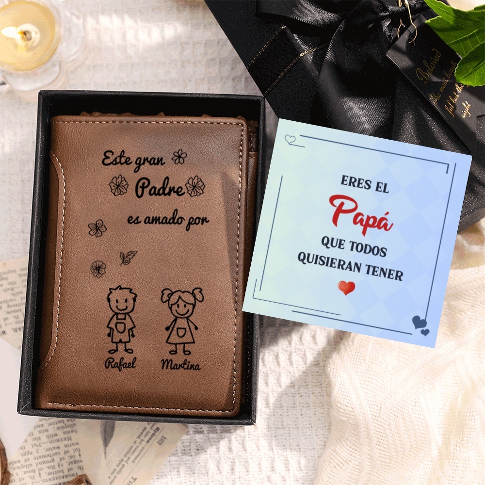 Cartera de cuero personalizada con grabado Regalo de los niños para el Día del Padre o de cumpleaños Recuerdo práctico para papá o abuelo | Jessemade