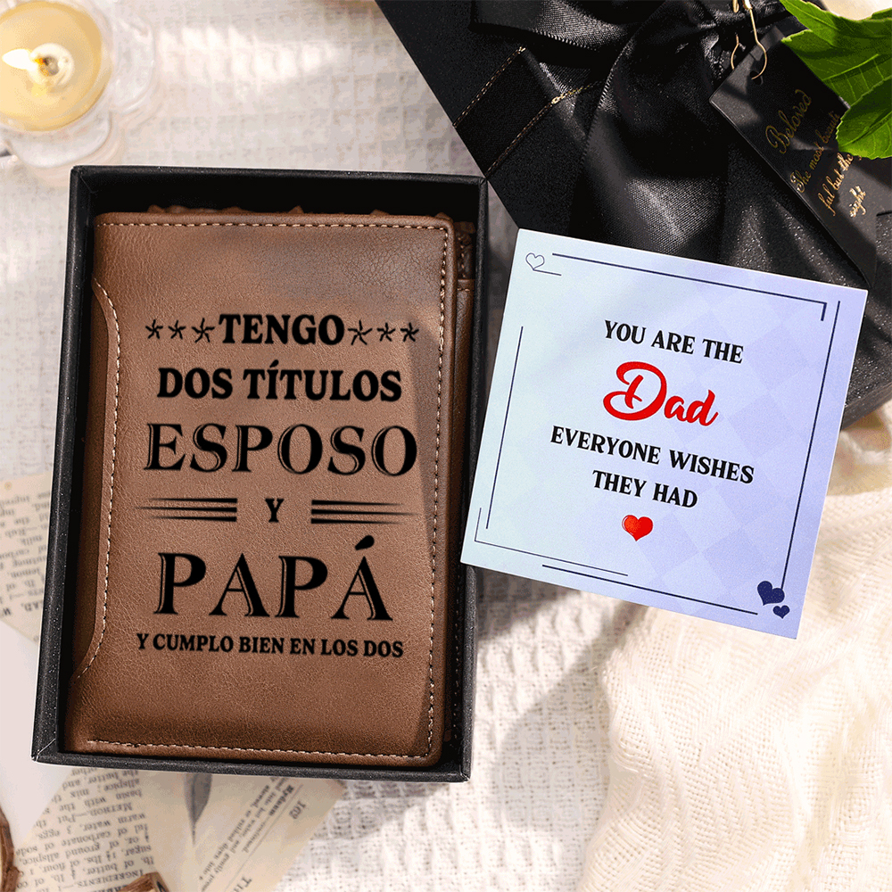 Regalo para Abuelo – Cartera personalizada con nombres y diseño de puños, práctica y emotiva