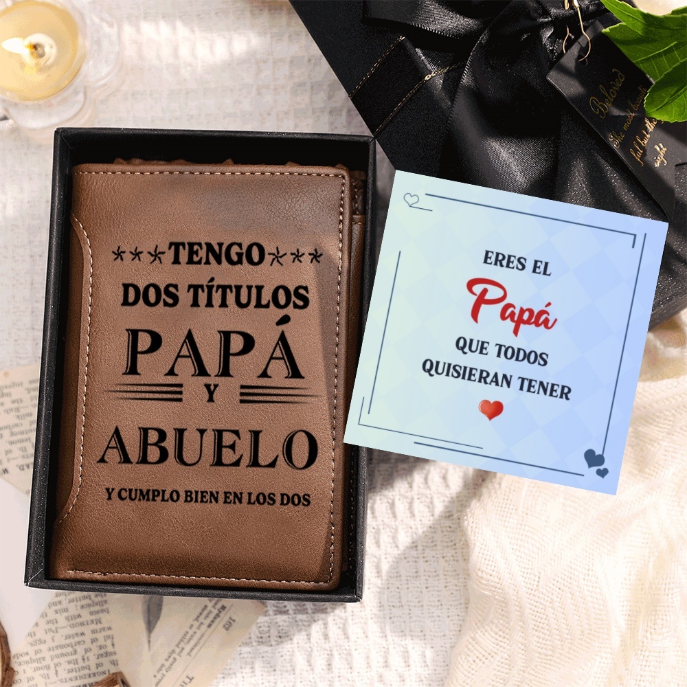 Regalo para Abuelo – Cartera personalizada con nombres y diseño de puños, práctica y emotiva