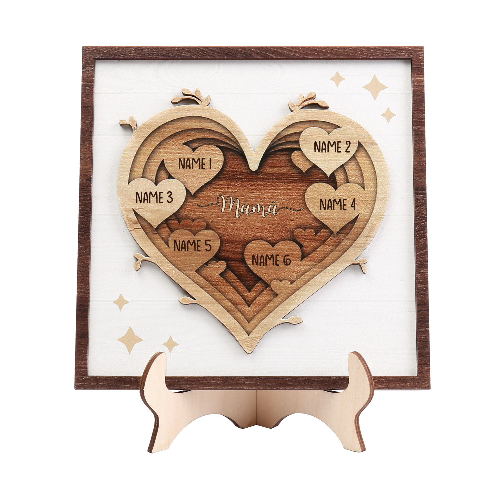 A mi mamá-Adorno 2-6 nombres personalizados decoración de madera de corazón-Jessemade ES