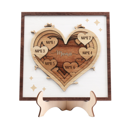 A mi mamá-Adorno 2-6 nombres personalizados decoración de madera de corazón-Jessemade ES