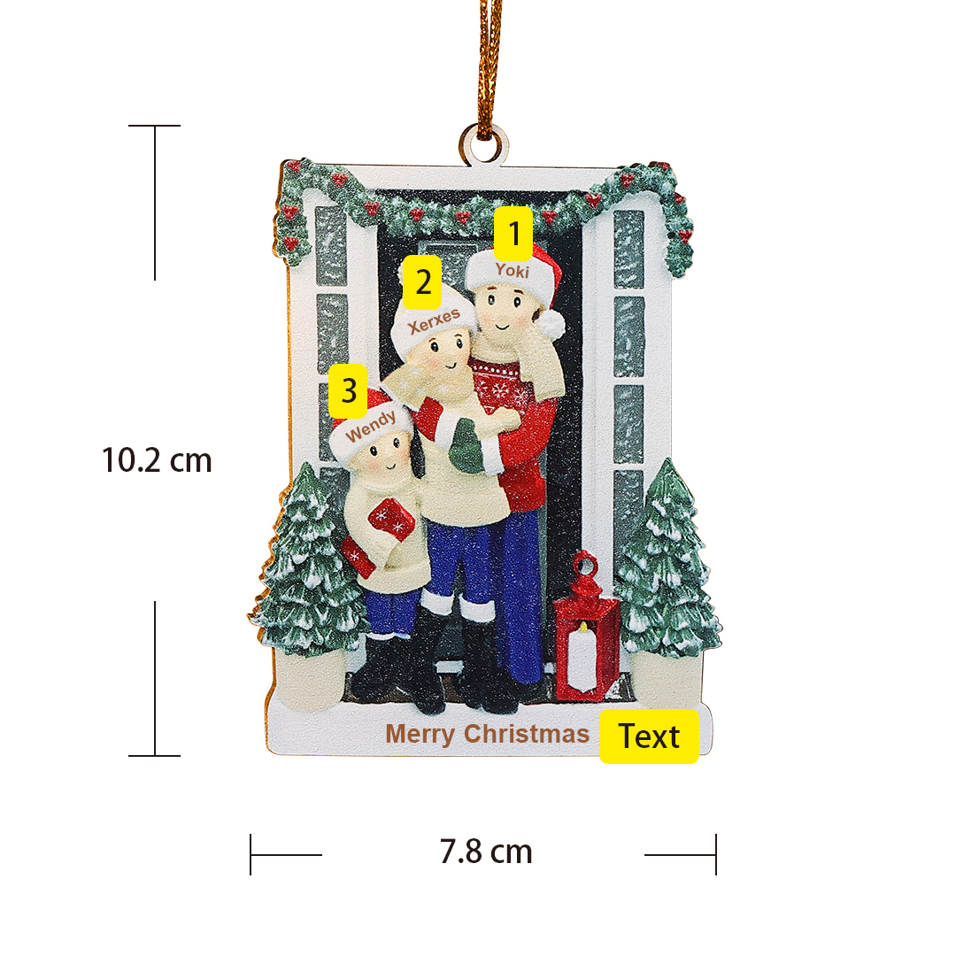 Navidad-Ornamentos Navideños de Madera Familia de 2-5 nombres Personalizados con Texto