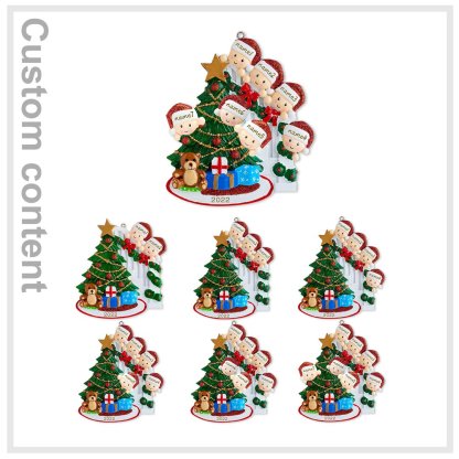 Navidad-Ornamentos muñecos navideños de resina familia 6 nombres personalizados con texto