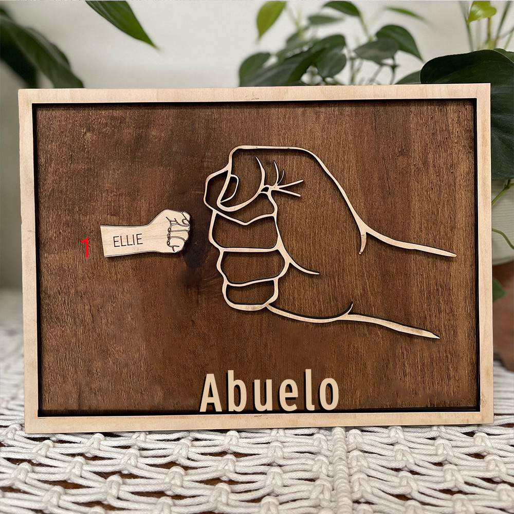 A mi abuelo - Marco de madera puño con puño 1 nombre personalizado