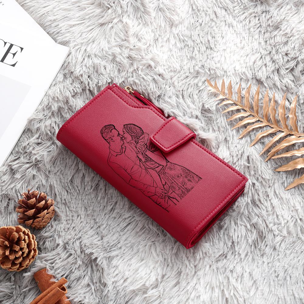 Cartera, billetera con 1 foto y 3 textos personalizados monedero clásico para mujer | Jessemade