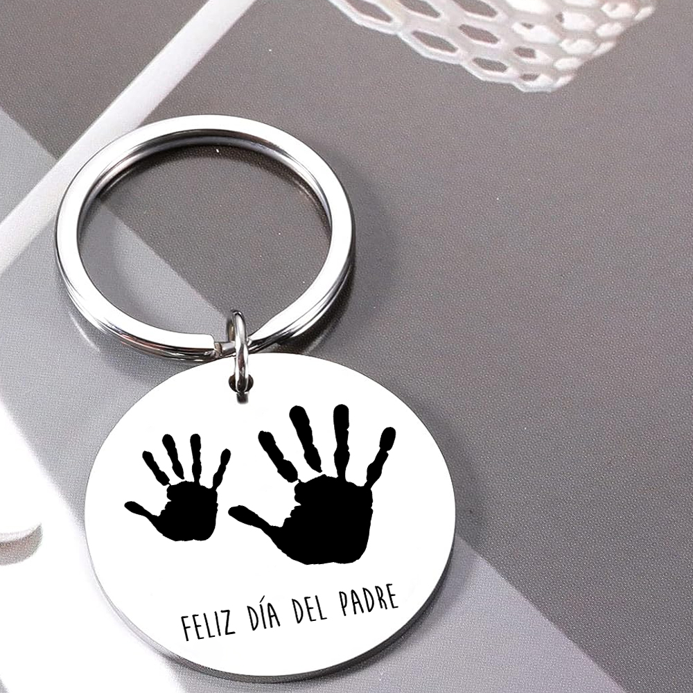 A mi papá-Llavero de placa redonda "Feliz Día del Padre"-Jessemade ES