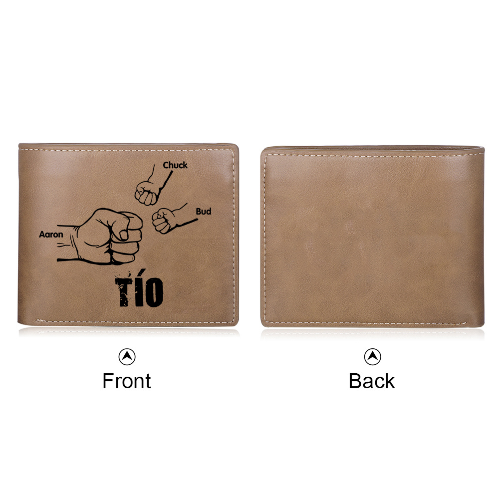 A mi tío-Cartera 2-5 nombres y foto personalizados billetera clásica puño a puño -Jessemade ES