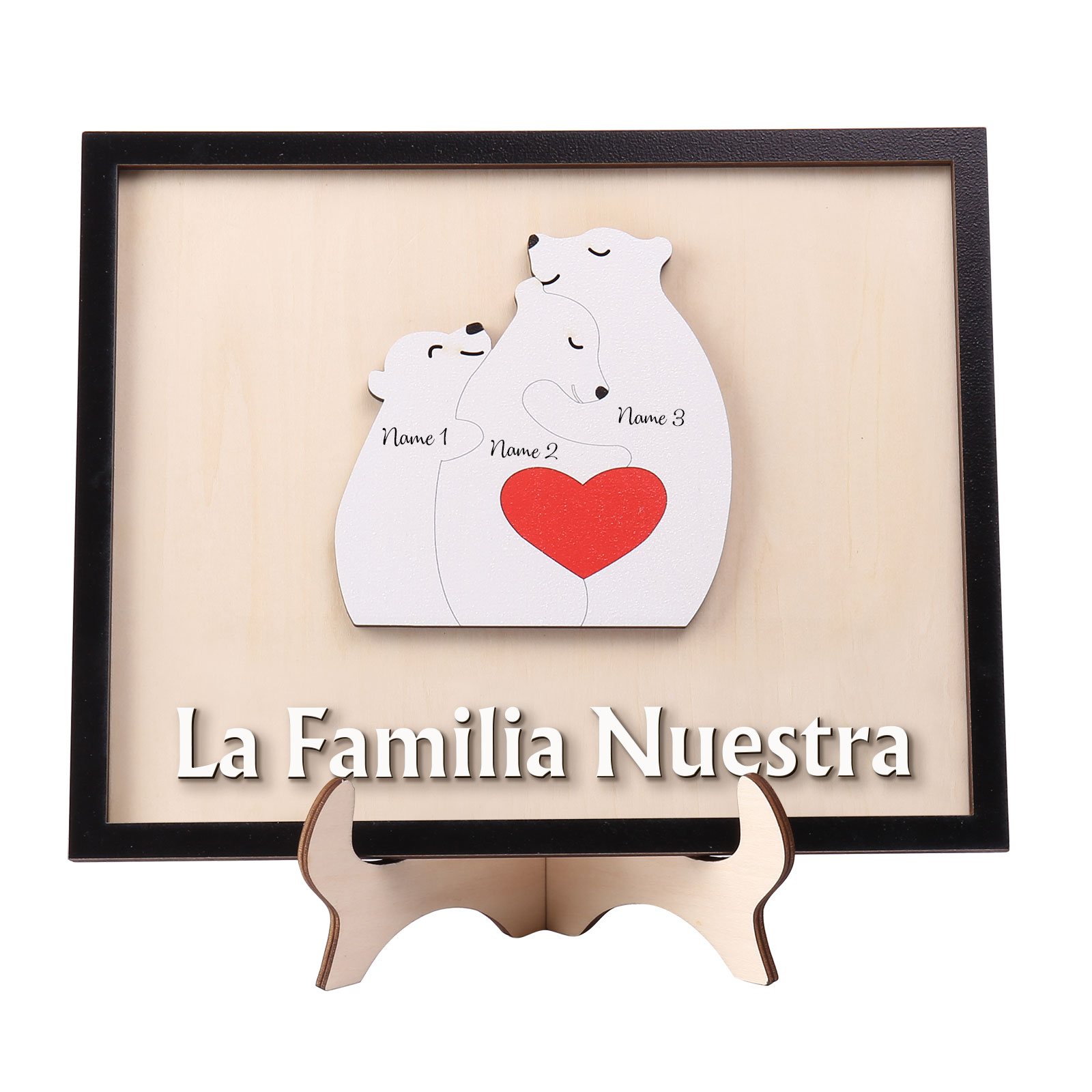 A familia-Adorno 2-6 nombres personalizados decoración de madera familia de canguros-Jessemade ES