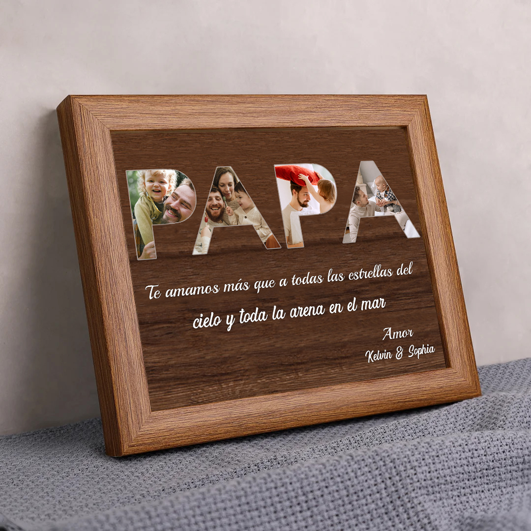 A mi papá - Marco de madera 1 texto y 4 fotos personalizados-Jessemade ES