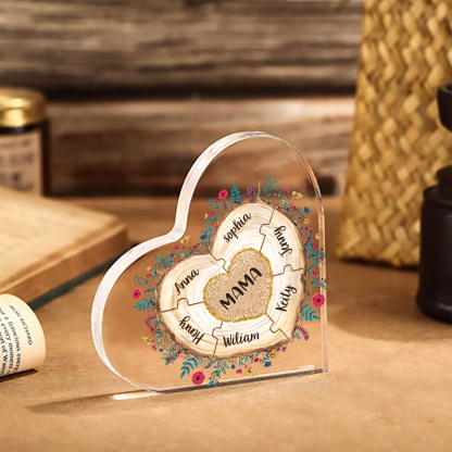 A mi mamá/abuela-Placa de acrílico "Corazones" en forma de corazón 7 nombres personalizados-Jessemade ES