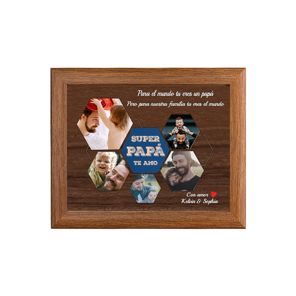 A mi papá - Marco de madera 1 texto y 5 fotos personalizados-Jessemade ES