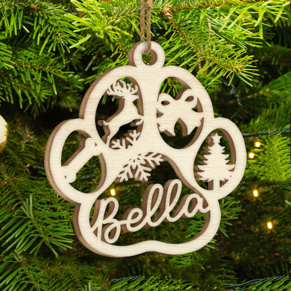 Ornamento navideño de patas de perros y gatos 1 nombre personalizado